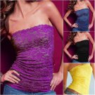 Sexy Women Girls Floral Lace Strapless Vest Beadeau Tank Top Tunic Shirt Blouse