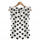 Women Polka Dot Feifei Sleeve Casual Blouse Short Sleeve Chiffon Summer Tops