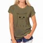 CDJLFH 2017 Summer Women Short Sleeve Blouse Cats Want To Eat Fish Print Tops Shirt Color 8 Pattern 