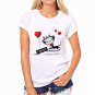 CDJLFH 2017 Summer Women Short Sleeve Blouse Cats Want To Eat Fish Print Tops Shirt Color 8 Pattern 