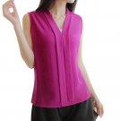 New 2017 Fashion Women\'s Colourful V Neck Summer Chiffon Blouses Sleeveless Shirts Casual Top