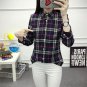 3XL Plus Size Women Tops New Spring 2017 Female Lapel Full Cotton Plaid Shirt Long Sleeve Big Size S