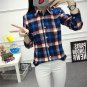 3XL Plus Size Women Tops New Spring 2017 Female Lapel Full Cotton Plaid Shirt Long Sleeve Big Size S