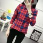 3XL Plus Size Women Tops New Spring 2017 Female Lapel Full Cotton Plaid Shirt Long Sleeve Big Size S