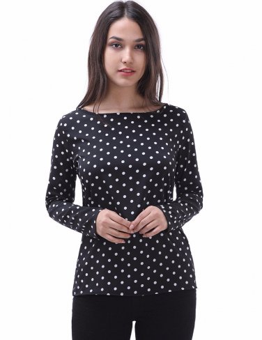 New 2017 Women Wave Point Chiffon Shirt European And American Round Neck Long Sleeve Turtleneck Blou