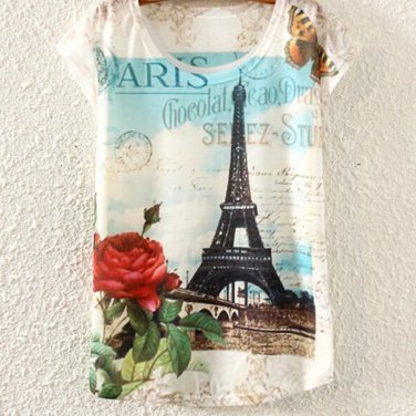 Multi-Style Print Casual Women Short Sleeve Loose Casual Shirt Tops Blouse