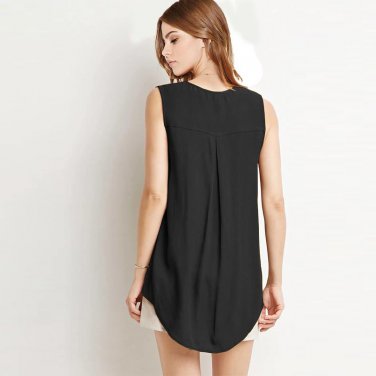 Boyfriend Style Long Blusas 2016 Summer Plus Size 6XL Fashion Sleeveless V Neck Chiffon Women Blouse