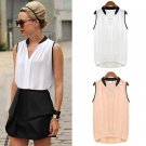 Summer Women Casual Chiffon Blouses Solid Sleeveless Soft Shirts Women Tops Cheap High Quality Cloth