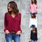 Spring Autumn New Fashion Women Ladies Long Sleeve Loose Blouse Summer V Neck Casual Shirt Tops Styl