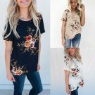 2017 Summer Women Blouse Floral Short Sleeve Soft Chiffon Loose Casual Tops