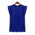 Summer Elegant Women Blouse Short Sleeve Chiffon Shirt Ruffle Casual Top Blouse Pullover 2016