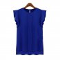 Summer Elegant Women Blouse Short Sleeve Chiffon Shirt Ruffle Casual Top Blouse Pullover 2016