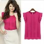 Summer Elegant Women Blouse Short Sleeve Chiffon Shirt Ruffle Casual Top Blouse Pullover 2016