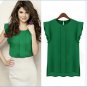 Summer Elegant Women Blouse Short Sleeve Chiffon Shirt Ruffle Casual Top Blouse Pullover 2016