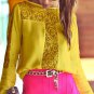 women blouse summer chiffon and lace patchwork long sleeve slash neck thin non-transparent colorful