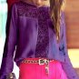 women blouse summer chiffon and lace patchwork long sleeve slash neck thin non-transparent colorful