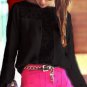 women blouse summer chiffon and lace patchwork long sleeve slash neck thin non-transparent colorful