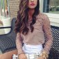 women blouse summer chiffon and lace patchwork long sleeve slash neck thin non-transparent colorful