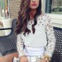 women blouse summer chiffon and lace patchwork long sleeve slash neck thin non-transparent colorful