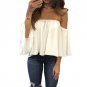 Summer Blouse Shirts Women Half Sleeve Slash Neck Soild Shirt Strapless Off Shoulder Blouses Ladies 