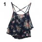 Bluelans Women\'s Summer Sleeveless Strap Flower Print Chiffon Shirt Vest Blouses Crop Top