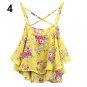 Bluelans Women\'s Summer Sleeveless Strap Flower Print Chiffon Shirt Vest Blouses Crop Top