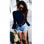 New Sexy Lotus Leaf Sleeve O-neck Long Sleeves Spring And Autumn Shirt Women Trend Skinny Slim Blous