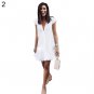 Women Summer Casual Loose Short Sleeve Deep V-Neck Chiffon Blouse Party Dress