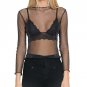 New Women Black/White Sexy Shirt Summer Autumn Perspective Sparkling Full Sleeve Ruffles Women Top C