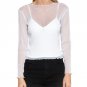 New Women Black/White Sexy Shirt Summer Autumn Perspective Sparkling Full Sleeve Ruffles Women Top C