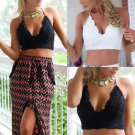 Women\'s Sexy Lace Crochet Unpadded Bralette Vest Bra Bustier Tank Crop Top Blouse White