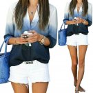 Fashion Summer Soft Women\'s Long Sleeve Casual Loose Tops Gradient Blouse Shirt