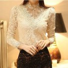 Hot Women\'s Clothing Long Sleeve Lace Tops Shirt Blouse Ladies Korean Fashion Lace Floral Shirt For