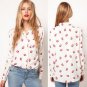 Fashion Spring Women Button Down OL Lady Shirt Blouse Collared Chiffon Long Sleeve Kiss Printed Blus
