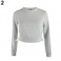 Women Sexy Short Top Long Sleeve Pure Color Pullover Slim Blouse Hoodies