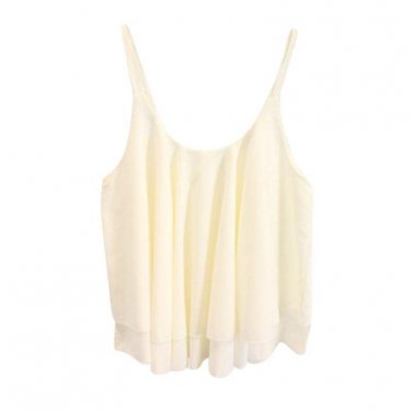 Chiffon ruffled hem Thin Tanks Top 2018Summer Sleeveless Short Loose Blouse Shirt Casual Crop Tank T