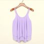 Chiffon ruffled hem Thin Tanks Top 2018Summer Sleeveless Short Loose Blouse Shirt Casual Crop Tank T