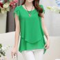 Fashion New 2017 Elegant Women Blouse Chiffon Short Sleeve O Neck Plus Size Women Tops Blouses M-5XL