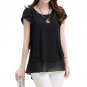 Fashion New 2017 Elegant Women Blouse Chiffon Short Sleeve O Neck Plus Size Women Tops Blouses M-5XL