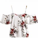 Summer Women V-Neck Chiffon Blouses Fashion Boho Floral Printed Shirts Ladies Casual Short Sleeve Of