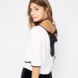 Topjini Plus Size 2017 Women Half Sleeve Tops 6XL White Chiffon Back Bow Tie Shirt Casual Summer V-n