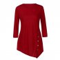 New Arrival Women Long Sleeve Loose Button Trim Tees solid color Round Neck Tunic Blouse Shirt O-Nec