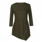 New Arrival Women Long Sleeve Loose Button Trim Tees solid color Round Neck Tunic Blouse Shirt O-Nec