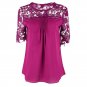Plus Size 5XL Women Chiffon Blouse Short Sleeve O-Neck Patchwork Femme Tops Casual Blouses