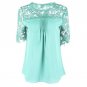 Plus Size 5XL Women Chiffon Blouse Short Sleeve O-Neck Patchwork Femme Tops Casual Blouses