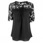 Plus Size 5XL Women Chiffon Blouse Short Sleeve O-Neck Patchwork Femme Tops Casual Blouses