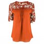 Plus Size 5XL Women Chiffon Blouse Short Sleeve O-Neck Patchwork Femme Tops Casual Blouses