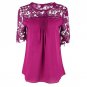 Plus Size 5XL Women Chiffon Blouse Short Sleeve O-Neck Patchwork Femme Tops Casual Blouses