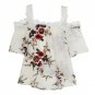 Summer Women Girls Elegant Lace Floral Printed Off Shoulder White Sexy Camis Tops Shirt Blouse