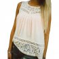 Summer Style Woman Blusas 2017 Women Chiffon Blouse Sleeveless O-neck Lace Shirts Hollow out Solid P
